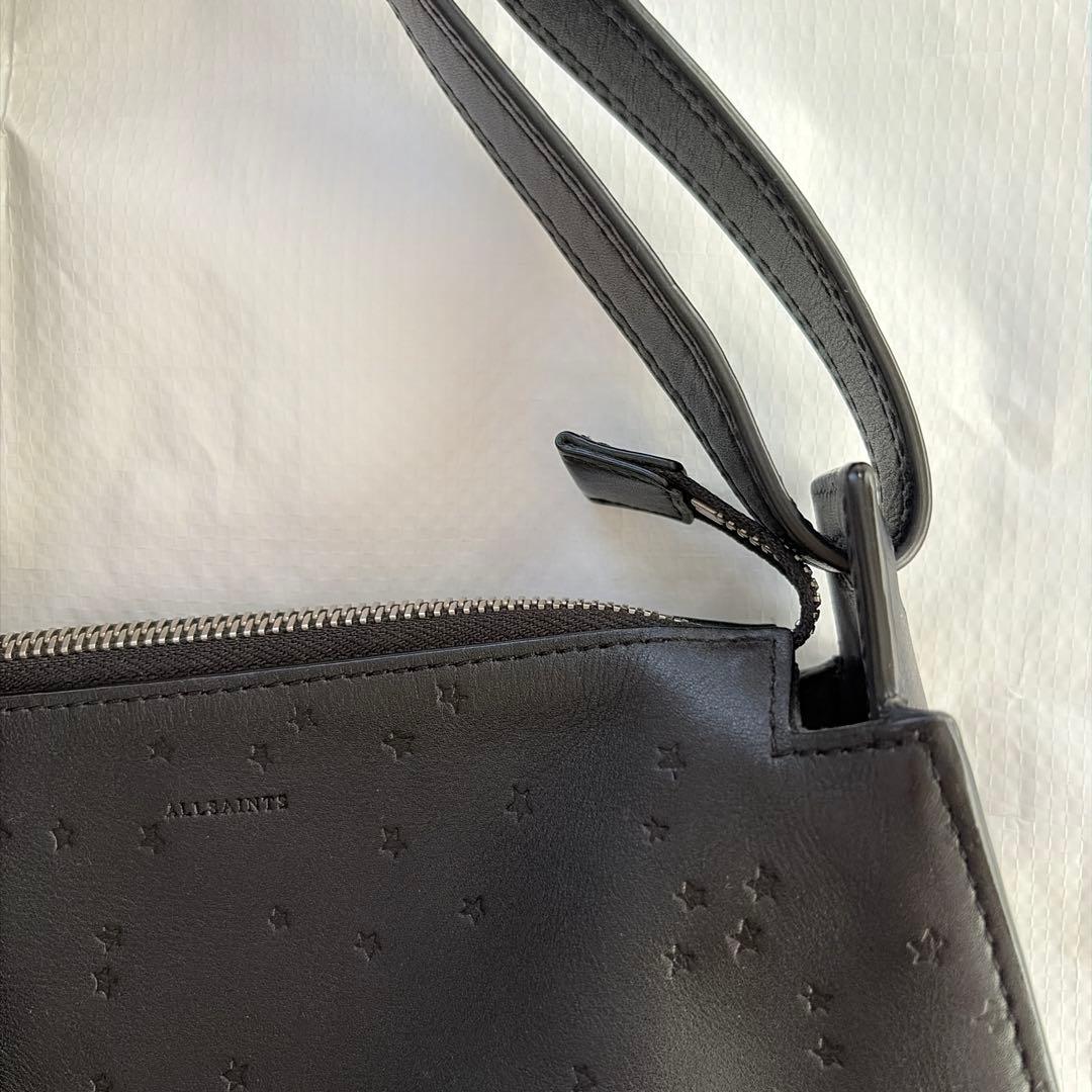 All Saints ブラックレザー ショルダーバッグ 星形模様 本革