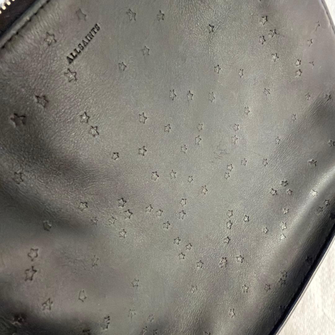 All Saints ブラックレザー ショルダーバッグ 星形模様 本革