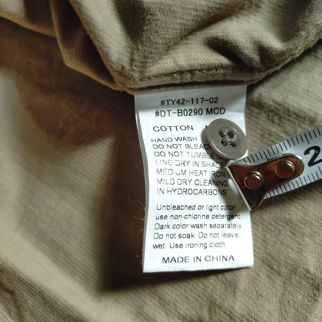 DANTON コ一デュロイ　バンドカラー長袖シャツ　サンドべ一ジュ