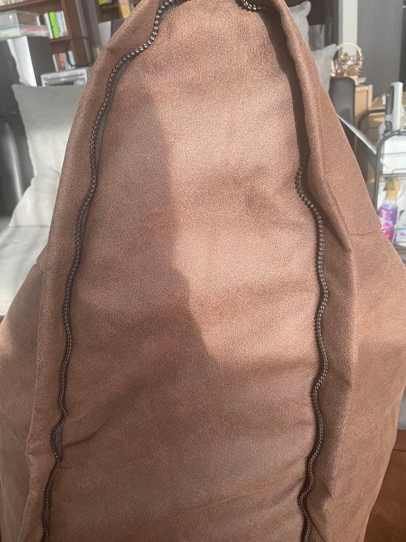 ブラウン ビーズクッションソファ 背もたれ付きソファ型②