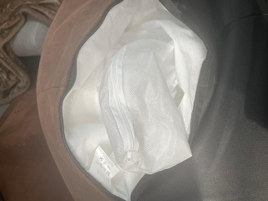 ブラウン ビーズクッションソファ 背もたれ付きソファ型②