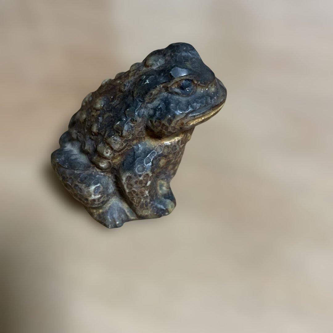 陶器カエルの置物盆栽添配