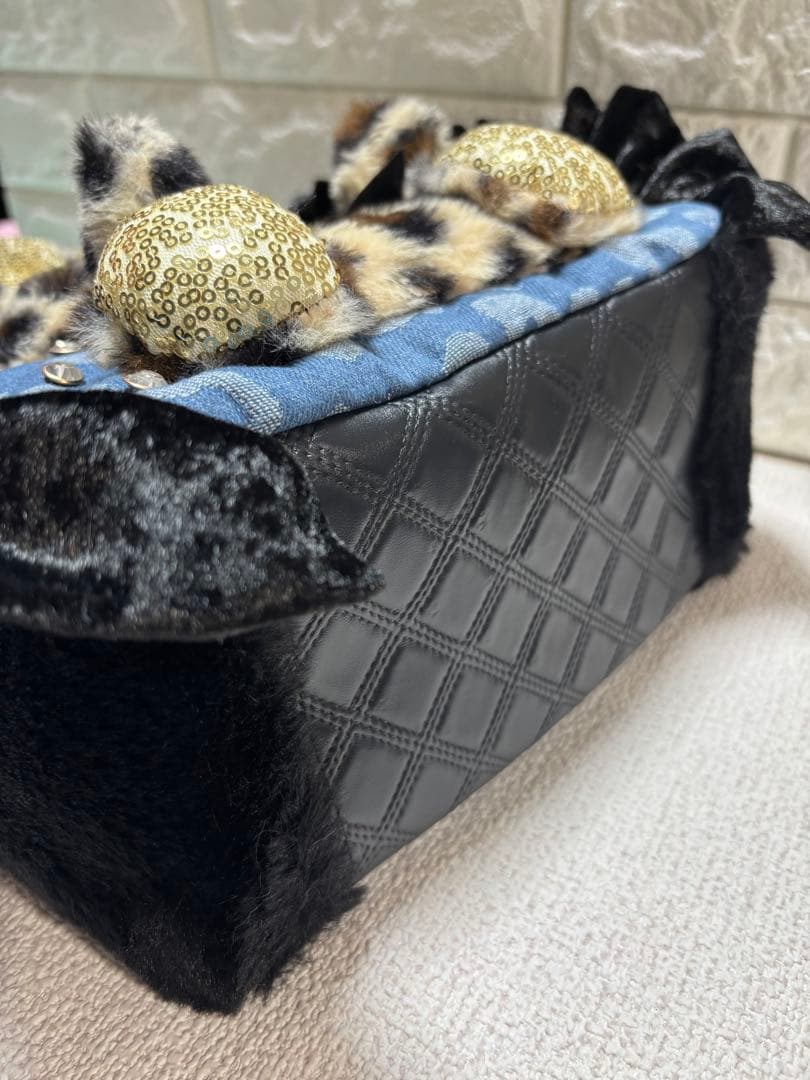 ゆ*ら様 コヤンイサムチョン　ファーフリルトートバッグ　ヒョウ柄マンドゥちゃん