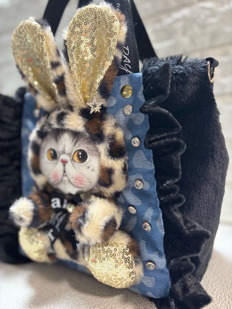 ゆ*ら様 コヤンイサムチョン　ファーフリルトートバッグ　ヒョウ柄マンドゥちゃん
