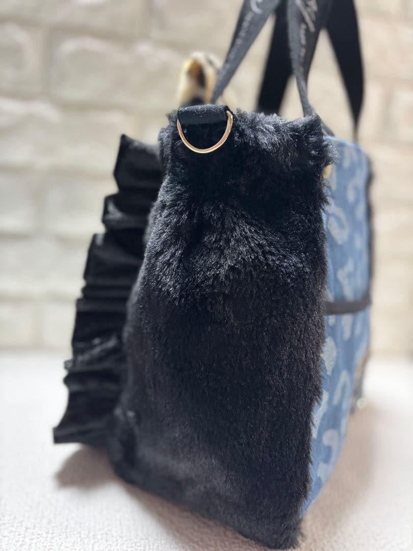 ゆ*ら様 コヤンイサムチョン　ファーフリルトートバッグ　ヒョウ柄マンドゥちゃん