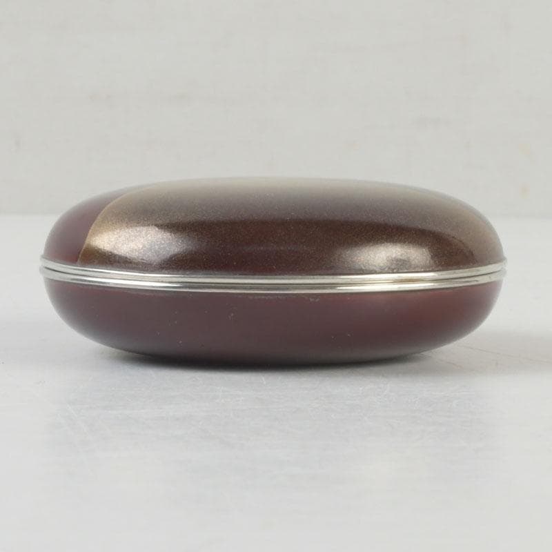 茶道具　山中塗師　新谷清　漆峰作　遠山蒔絵　錫縁　香合　共箱　V　9253