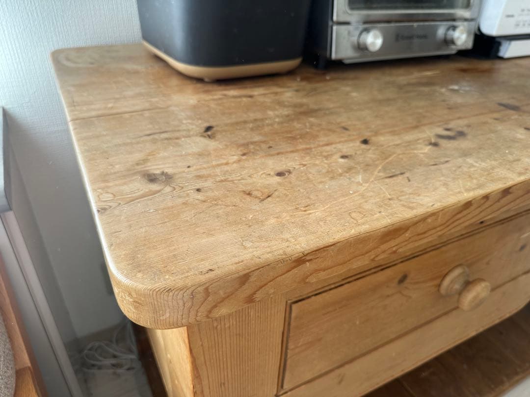 木製テーブル 収納付き
