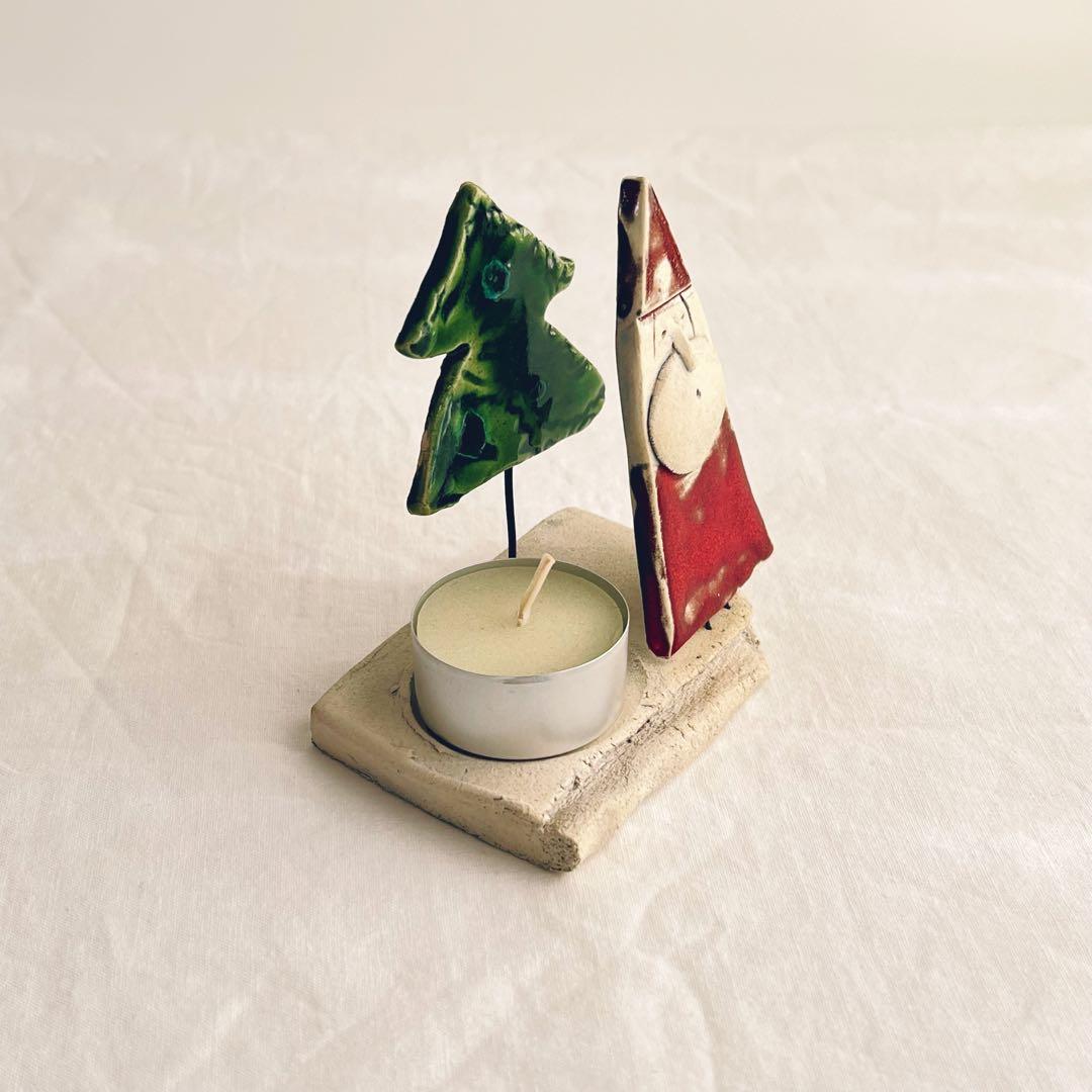 スロバキア　ツリーとサンタのキャンドルホルダー