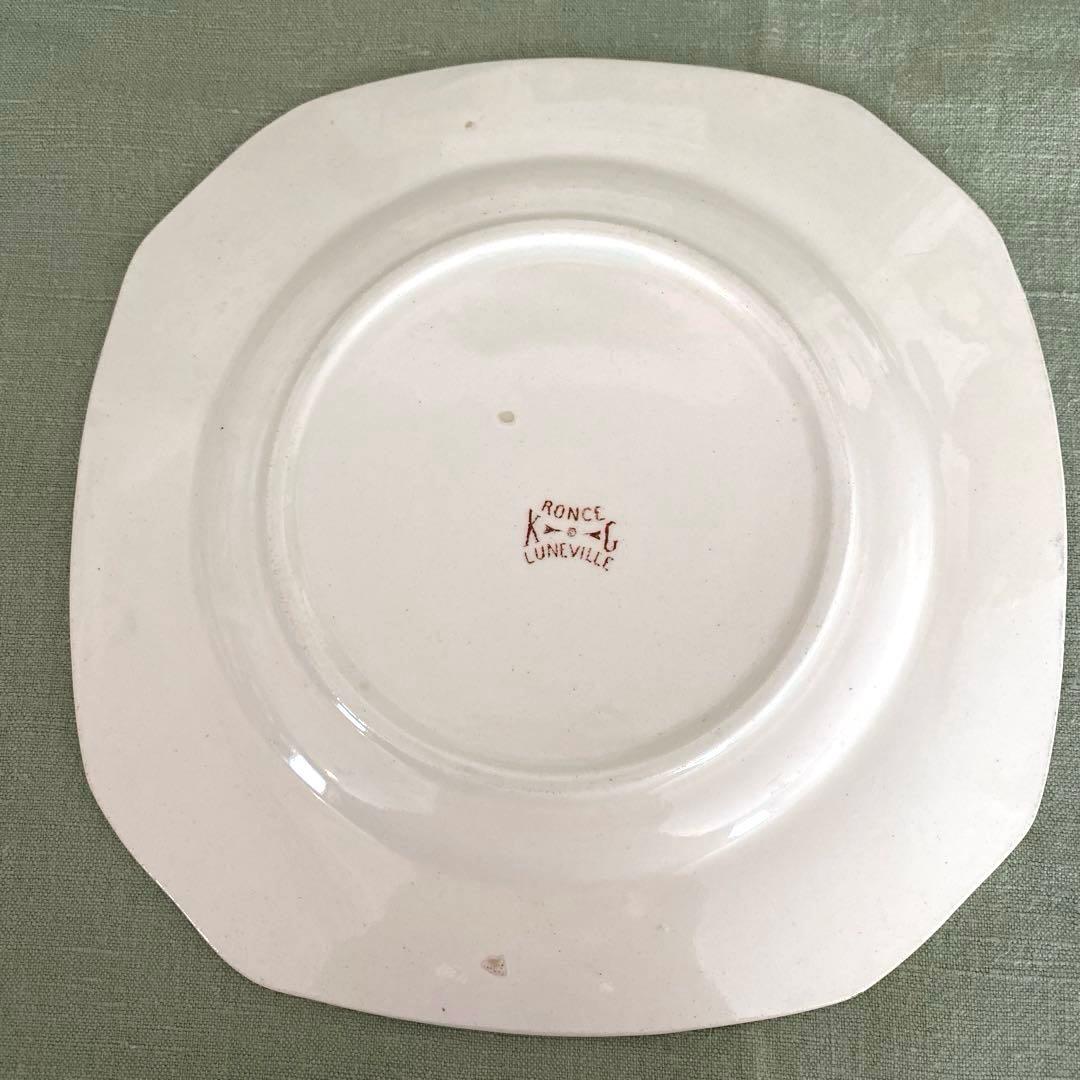 フランスアンティーク プレート ツバメ 皿 Ronceフランス リュネヴィル製