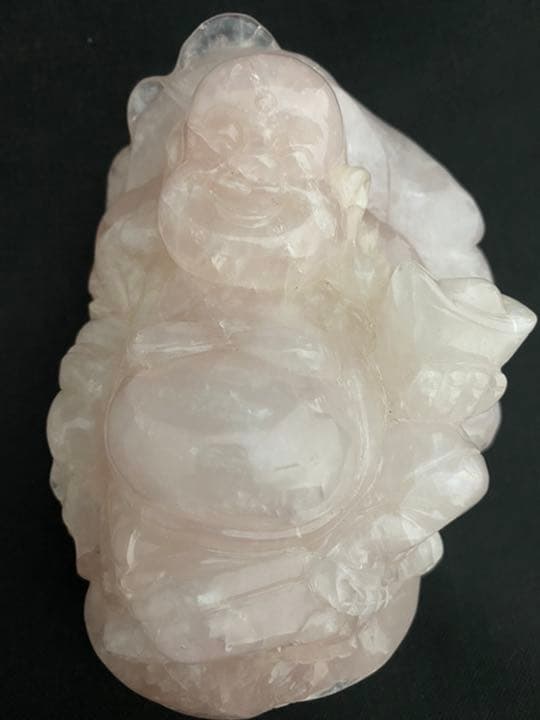 布袋　七福神　ローズクォーツ 紅水晶 置物 開運 金運　風水 骨董　アンティーク