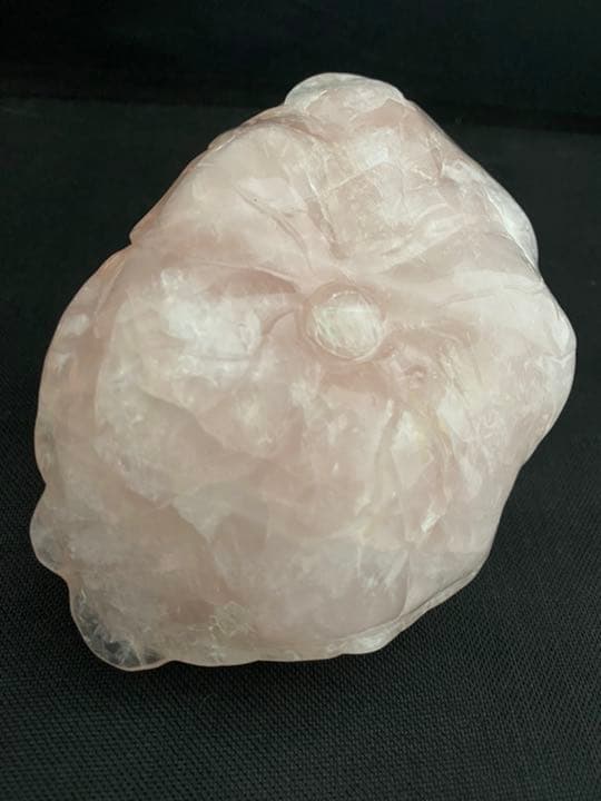 布袋　七福神　ローズクォーツ 紅水晶 置物 開運 金運　風水 骨董　アンティーク