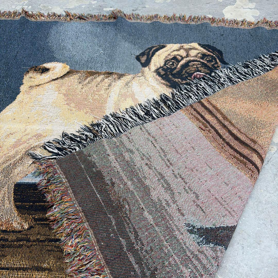 犬　パグ　マルチカバー　ソファカバー　ヴィンテージラグ　117x150