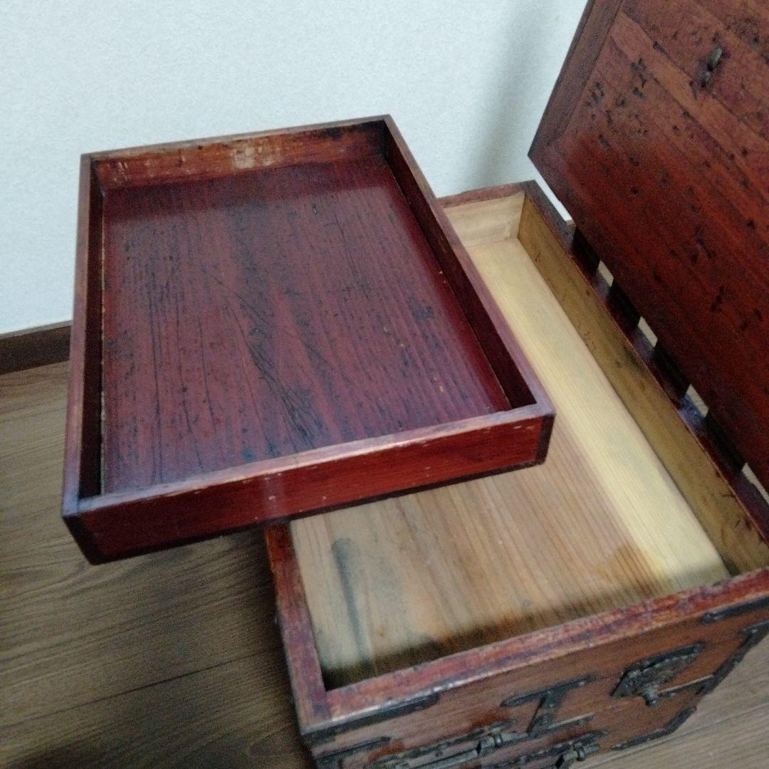 アンティーク手持箪笥 鍵付き、傷み無し