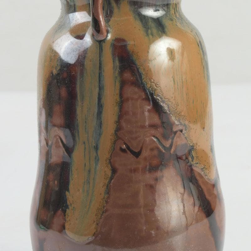 茶道具　高取焼　豊泉窯　原史朗作　耳付茶入　仕覆付　共箱　C　9779