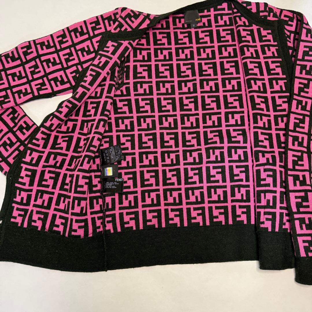 希少 FENDI フェンディ ズッカ柄 　ピンクニット カーディガン