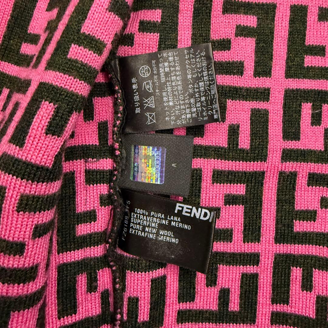 希少 FENDI フェンディ ズッカ柄 　ピンクニット カーディガン