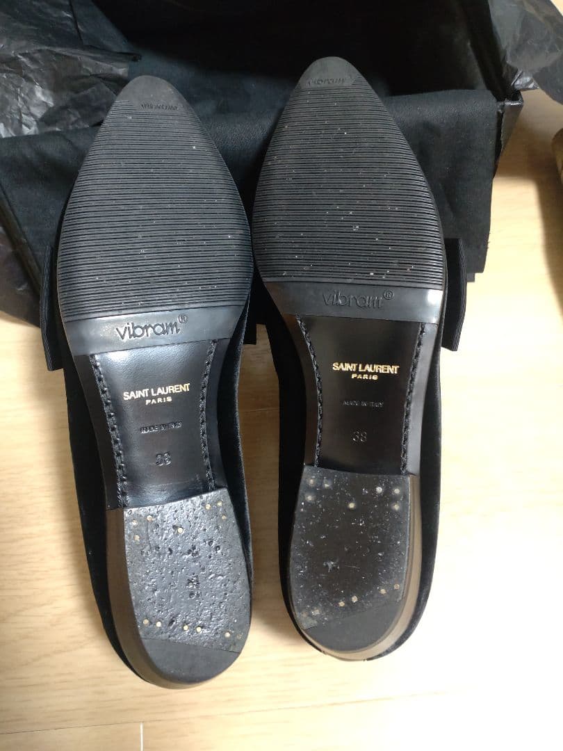 ドゥロワーSaint Laurent ブラック フラットシューズ