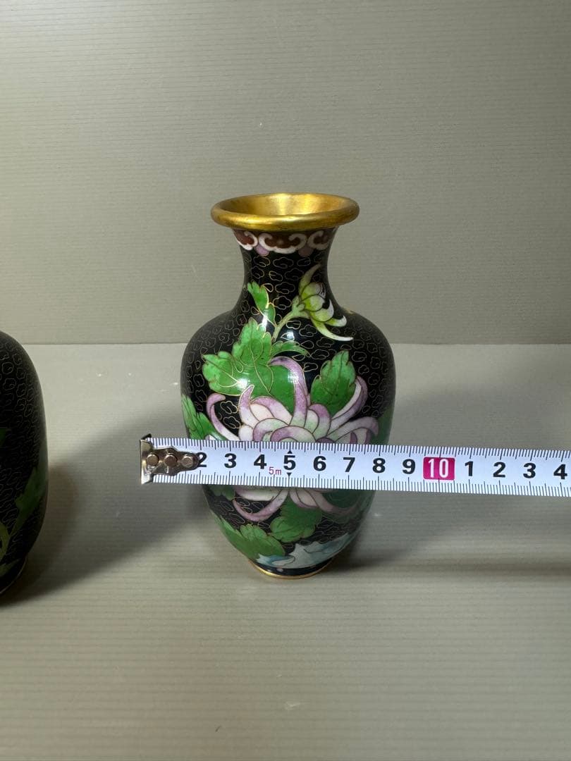 2269 七宝焼　景泰藍　花瓶　2客　時代物