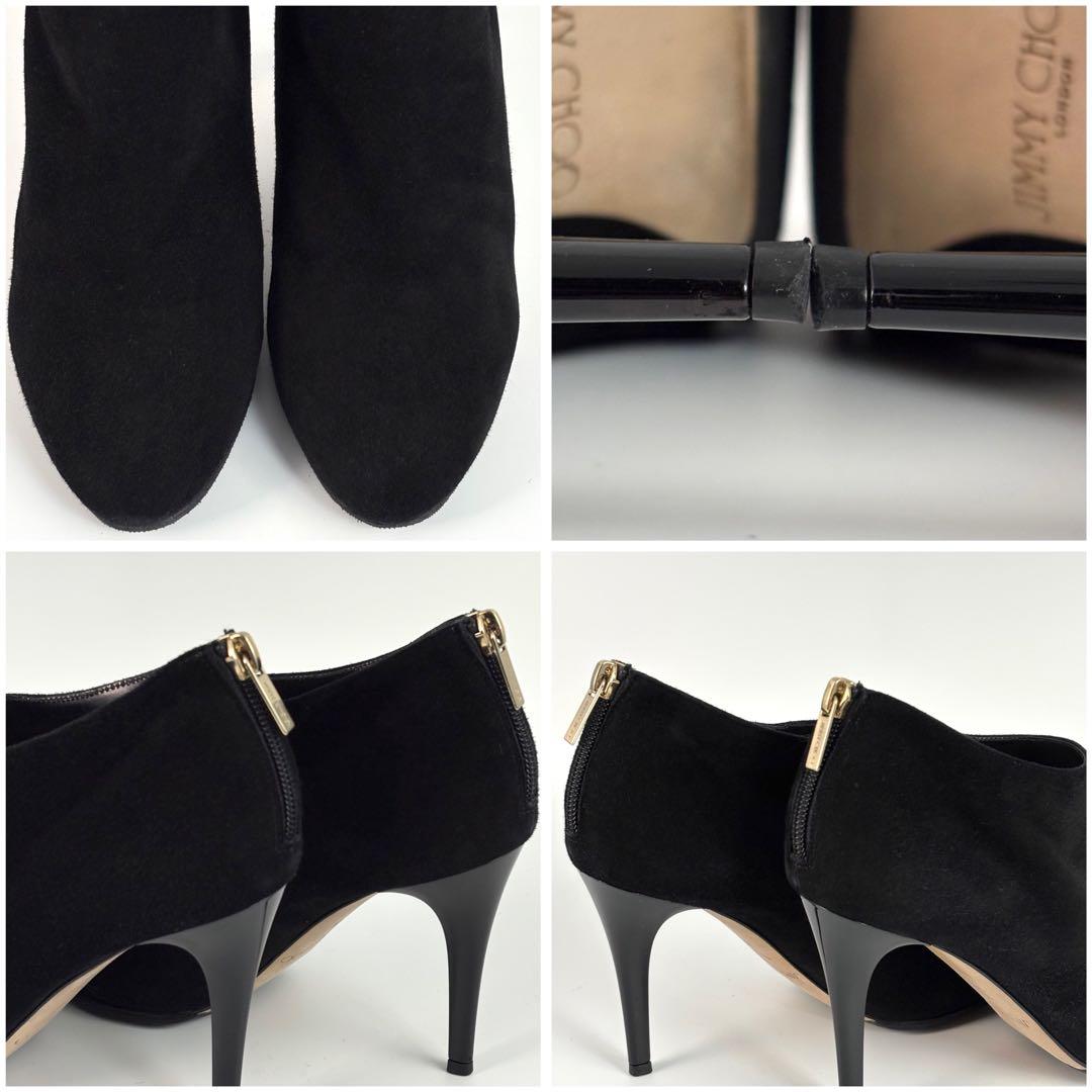 ジミーチュウ ブーティー ショートブーツ ハイヒール スエード ブラック ジップ
