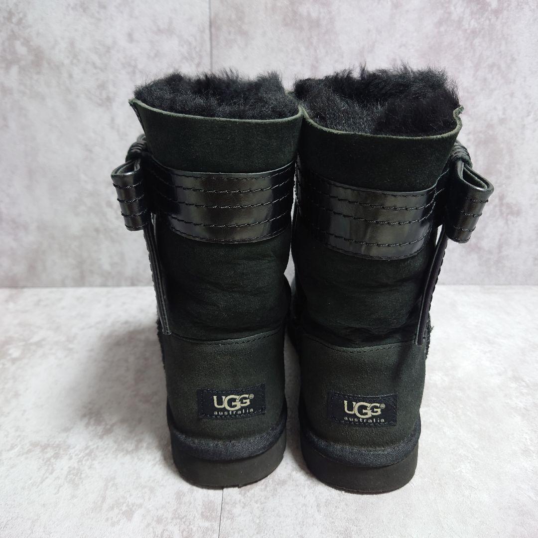 美品　UGG　ムートンブーツ　サイドリボン　ハワイ限定モデル　24cm 　黒