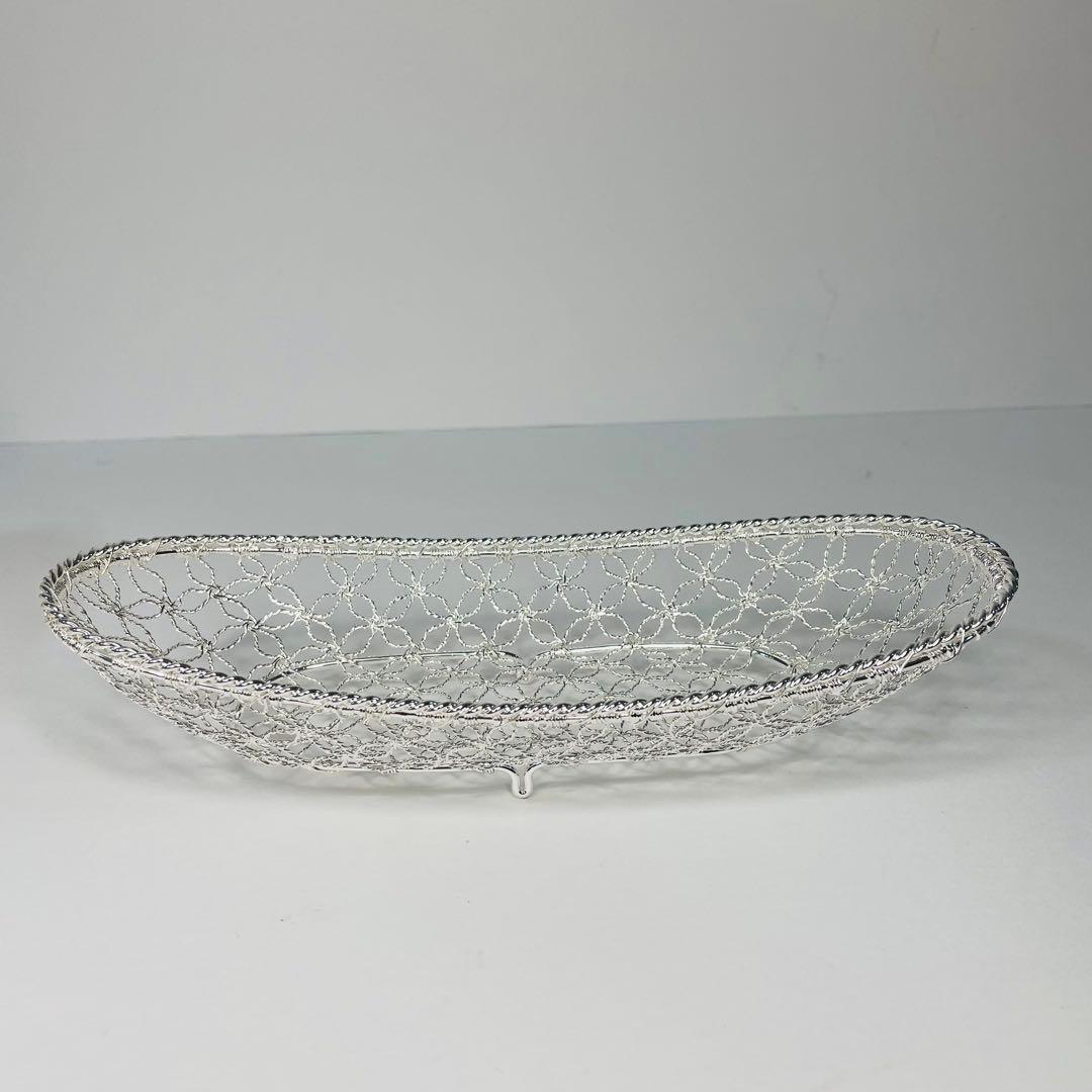 【未使用】銀座和光 銀細工 おしぼりトレイ かご編み 銀仕上げ 銀加工 5枚