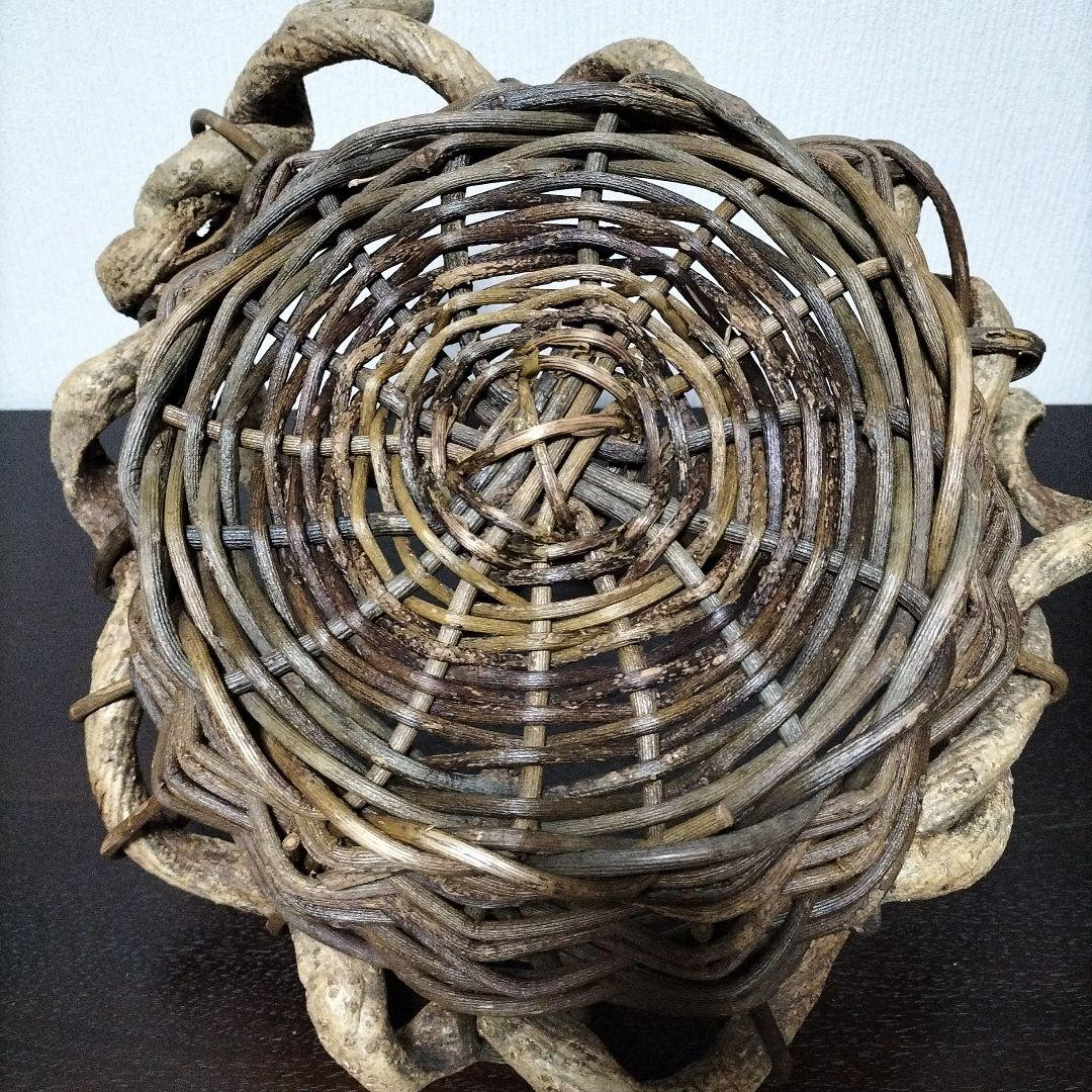 つるかご　工芸品　ヴィンテージ　黒葛　くろかずら