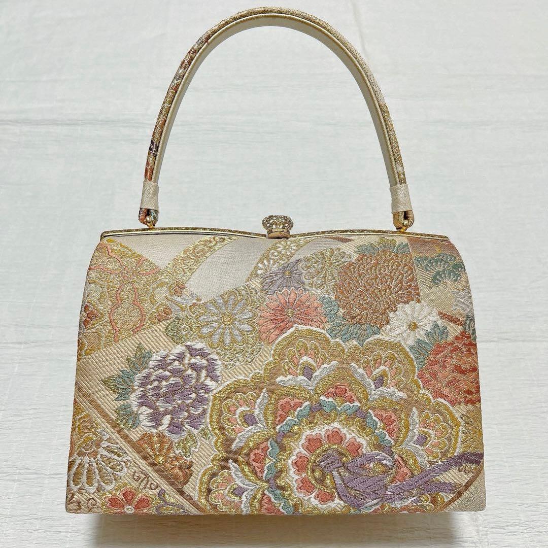 紗織　バッグ　草履　セット　M寸　振袖　成人式　正絹帯地　金糸　フォーマル