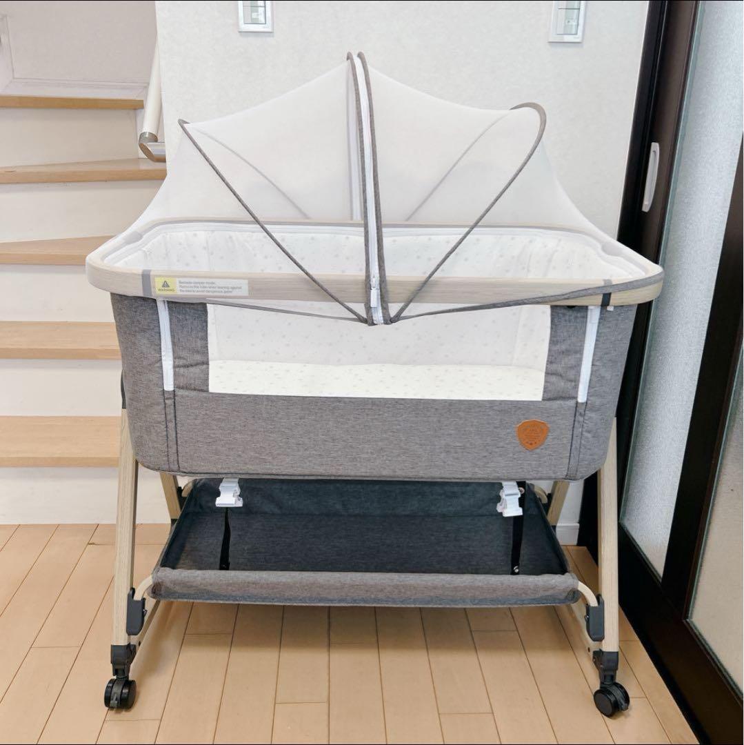 【美品】HZDMJベビーベッド 折りたたみ式 付属品完備 説明書 収納袋付き