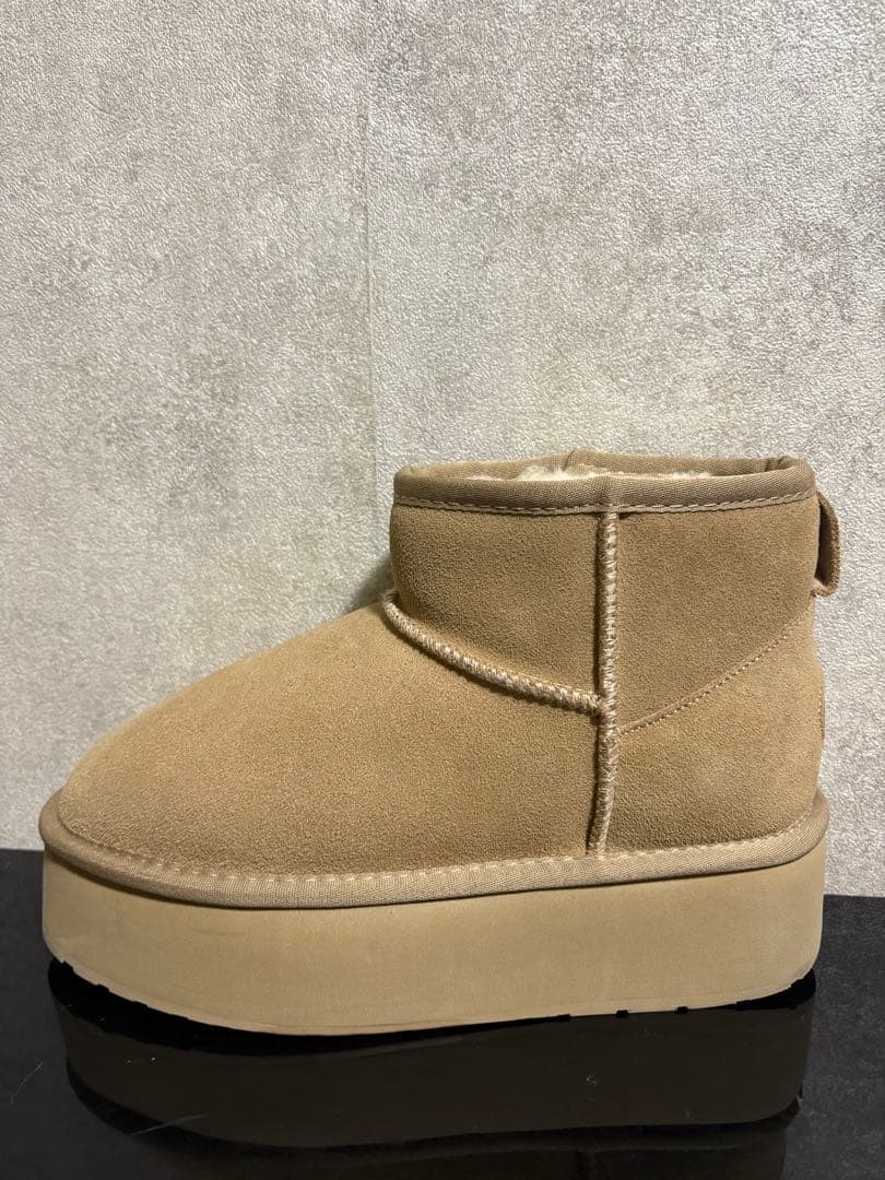 美品 厚底 EMU エミュー プラットフォーム マイクロ ウール ムートン