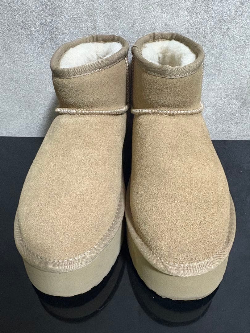 美品 厚底 EMU エミュー プラットフォーム マイクロ ウール ムートン
