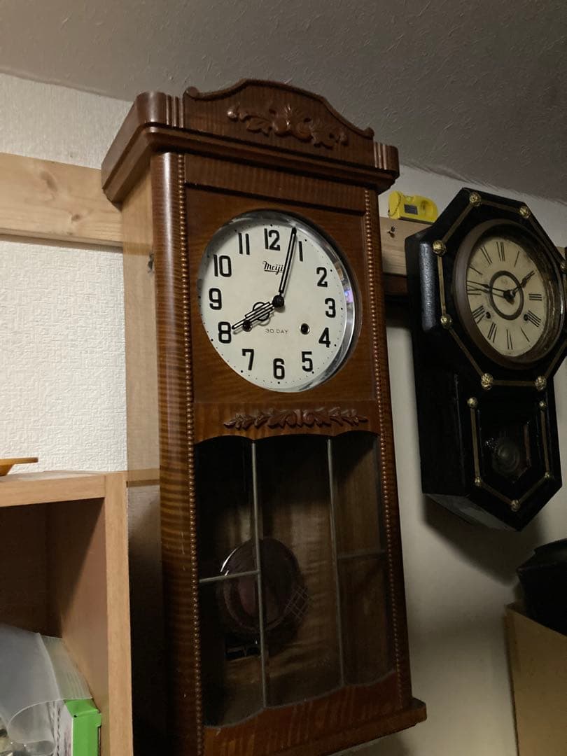 大きなアンティークMeiji柱時計 修復済稼動品