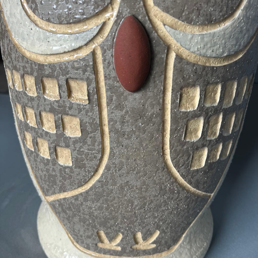 信楽焼傘立て  青釉唐草 高さ44cm