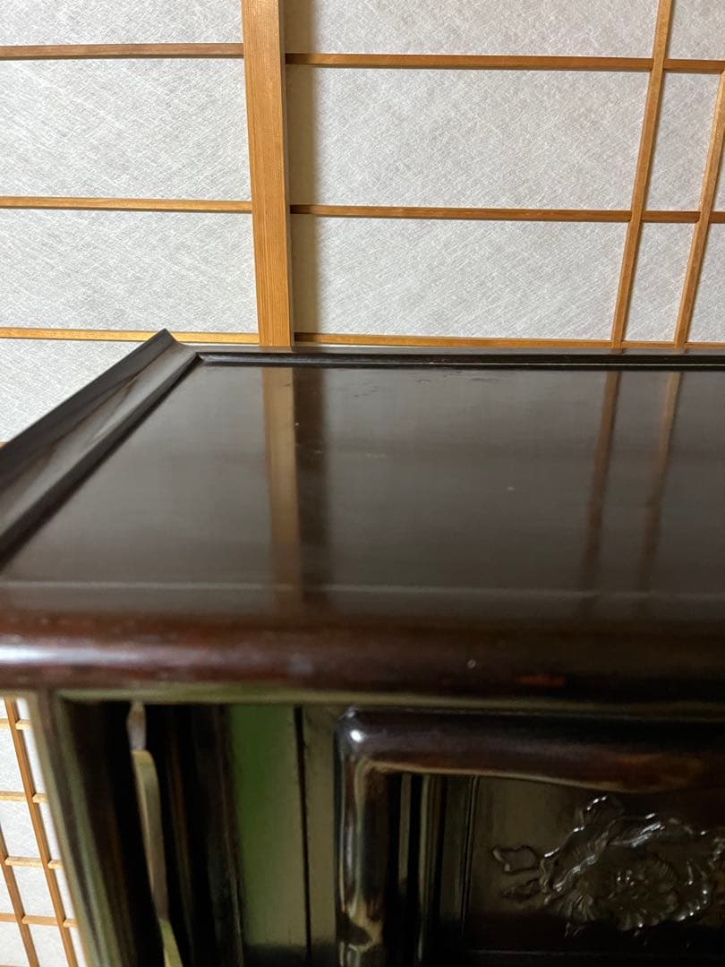 【2/8迄の出品】唐木 棚　無垢 茶棚 高さ違い棚 茶箪笥 レトロ　送料込