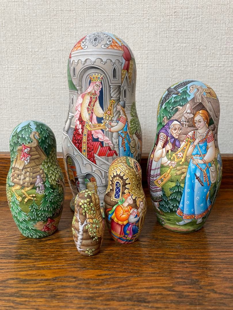 ロシア雑貨☆ロシア民話マトリョーシカ『鷹フィニストの羽根』(5P)オルガ作