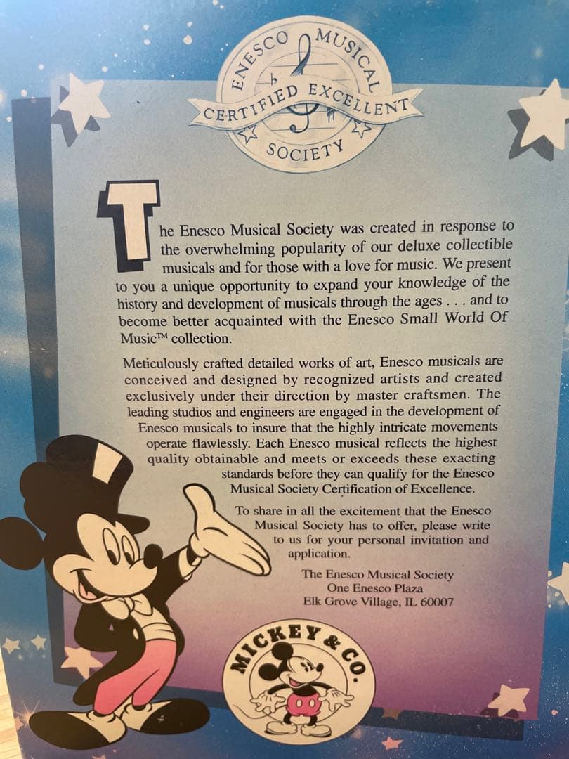 エネスコ ミッキー ミニーオルゴール ディズニー　トラディション　ジムショア