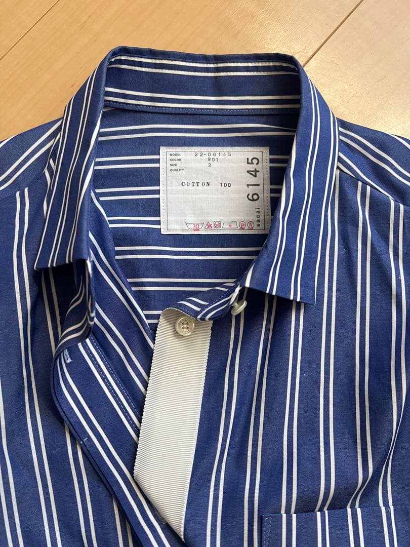 ダイエットsacaiストライプデザイン長袖シャツ