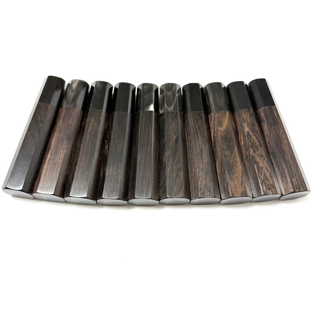 10本セット 黒水牛角 出刃4寸 手作り 包丁の柄 出刃120 黒檀八角柄