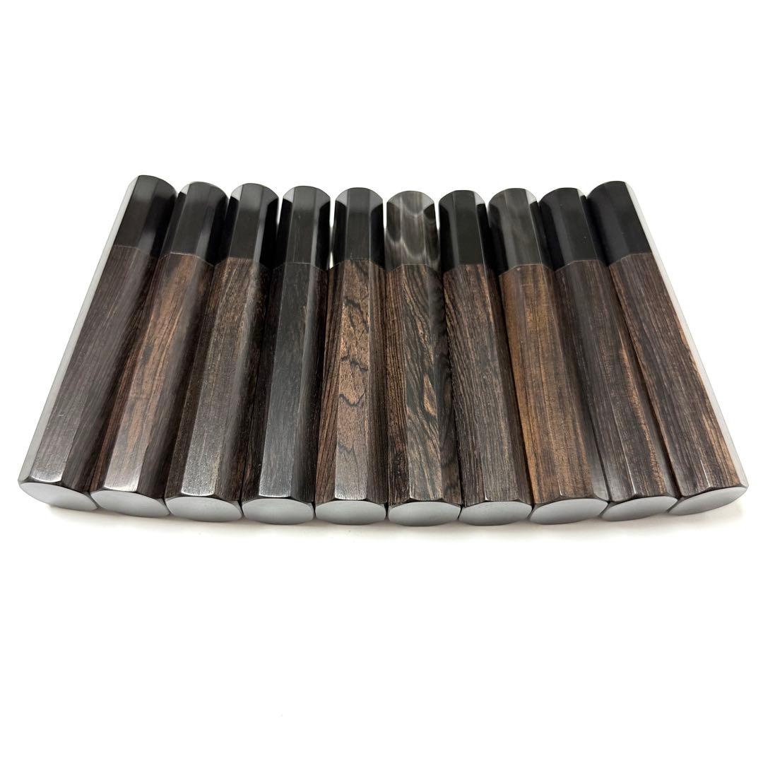 10本セット 黒水牛角 出刃4寸 手作り 包丁の柄 出刃120 黒檀八角柄