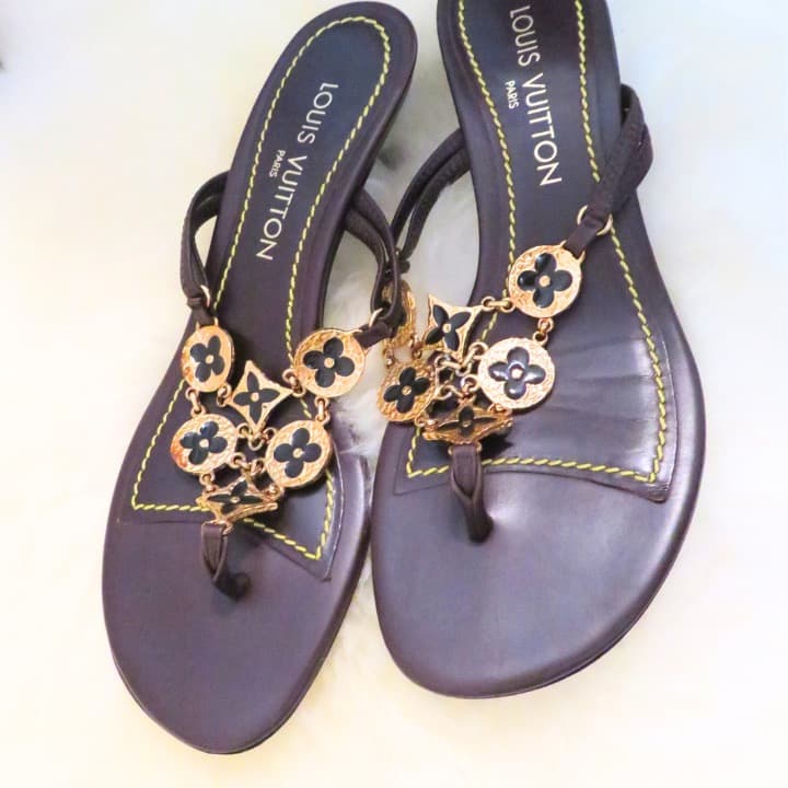 ルイヴィトン フラワーモチーフサンダル 37 正規品