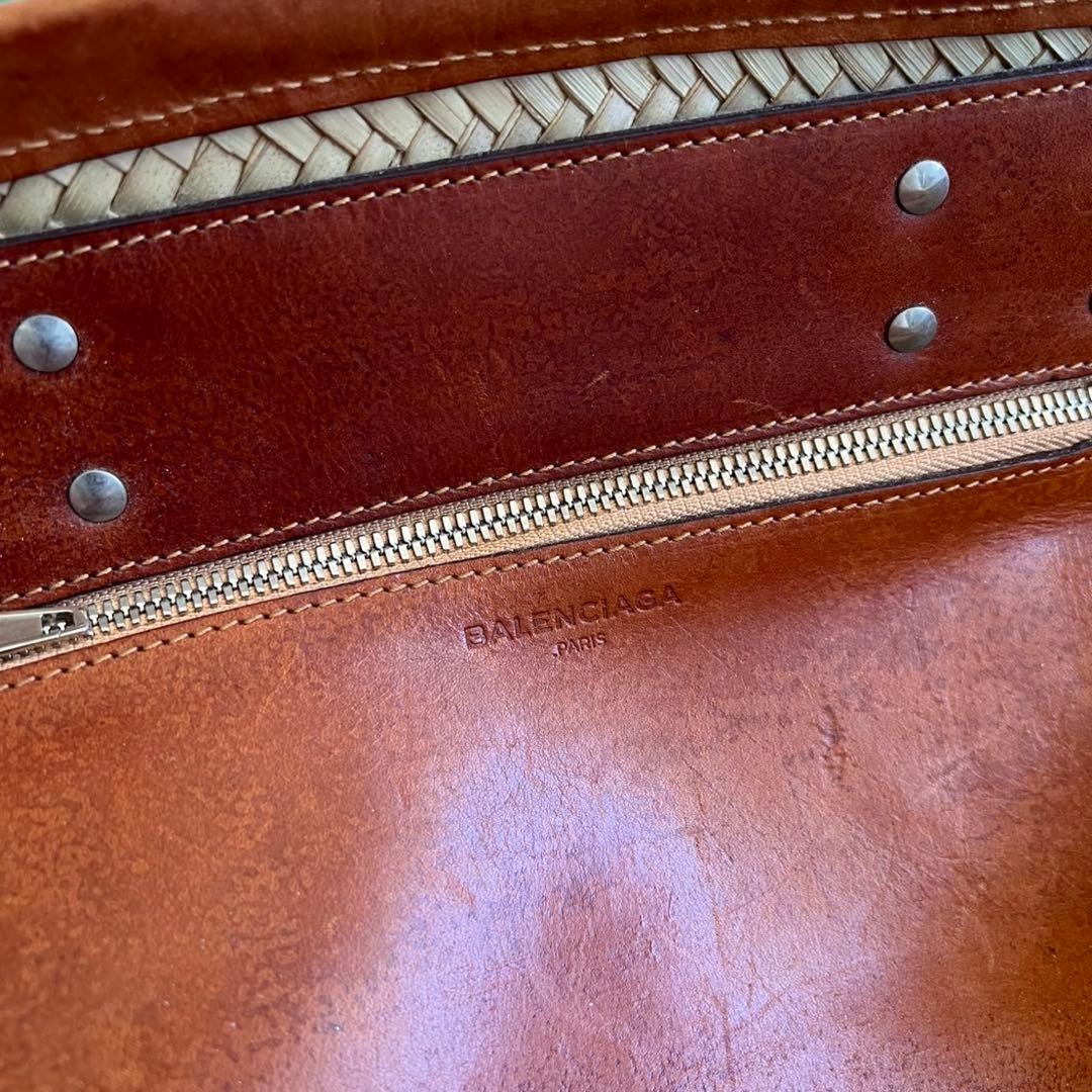 バッグ BALENCIAGA BISTRO PANIER STRAW HAND BAG