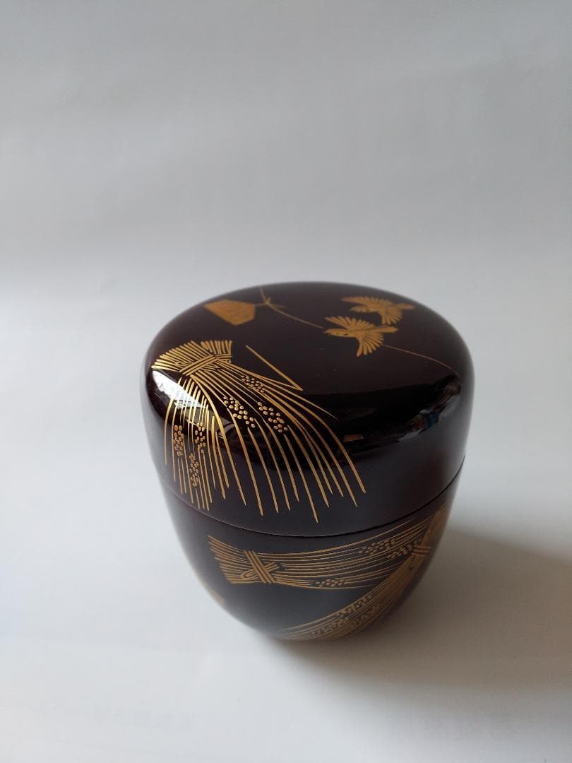 茶道具 茶器 溜塗 鳴子蒔絵 中棗 牧田芳祥 漆器 漆芸 抹茶 棗 共箱 新品