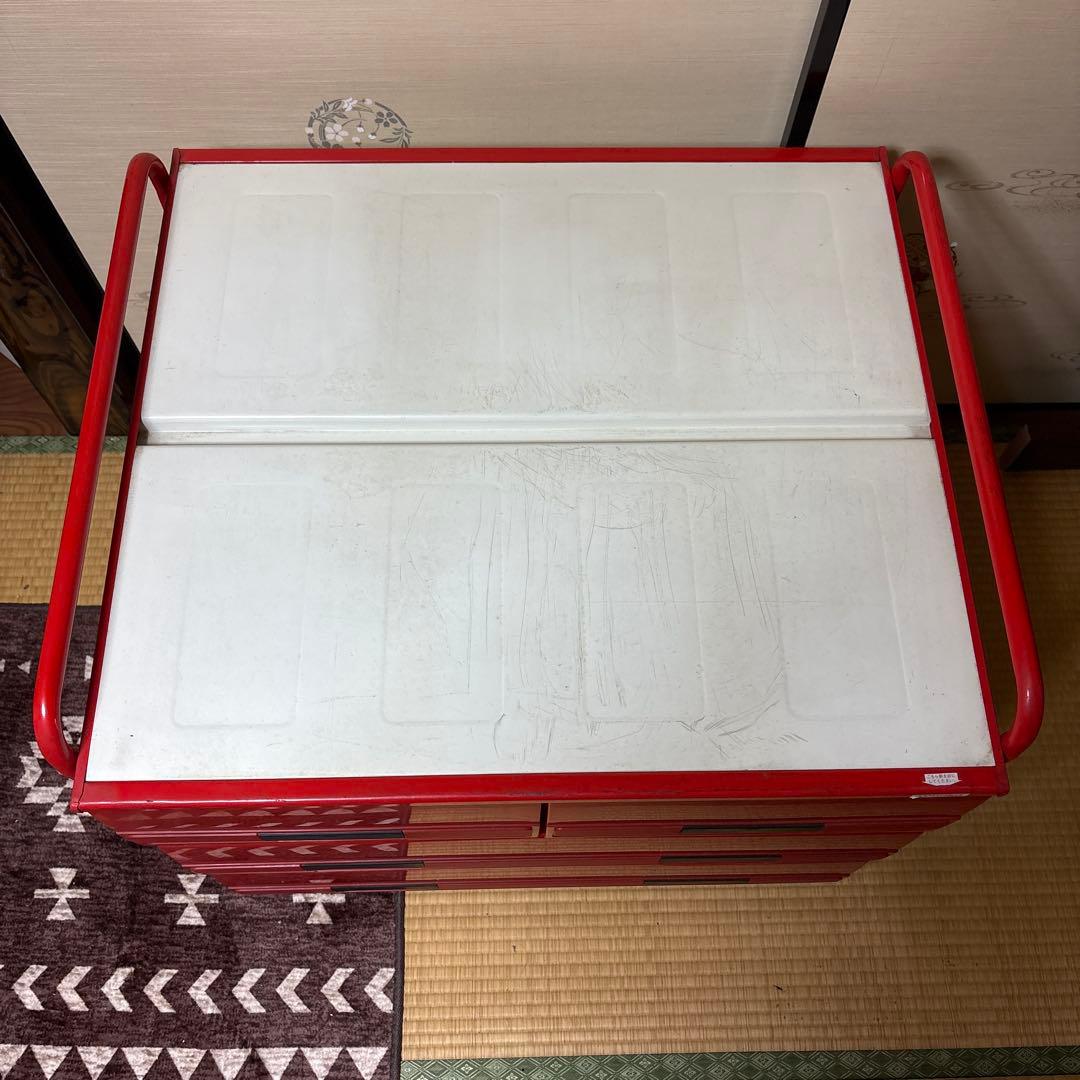 昭和レトロ 赤 5段引き出し収納 YODOKO