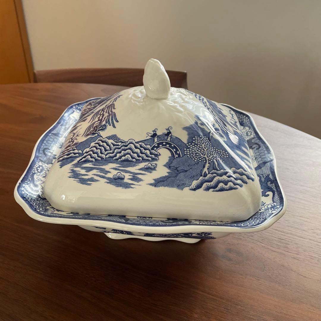 希少！大きめアンティーク MASON'S Willow メイソンズ 蓋付きボウル