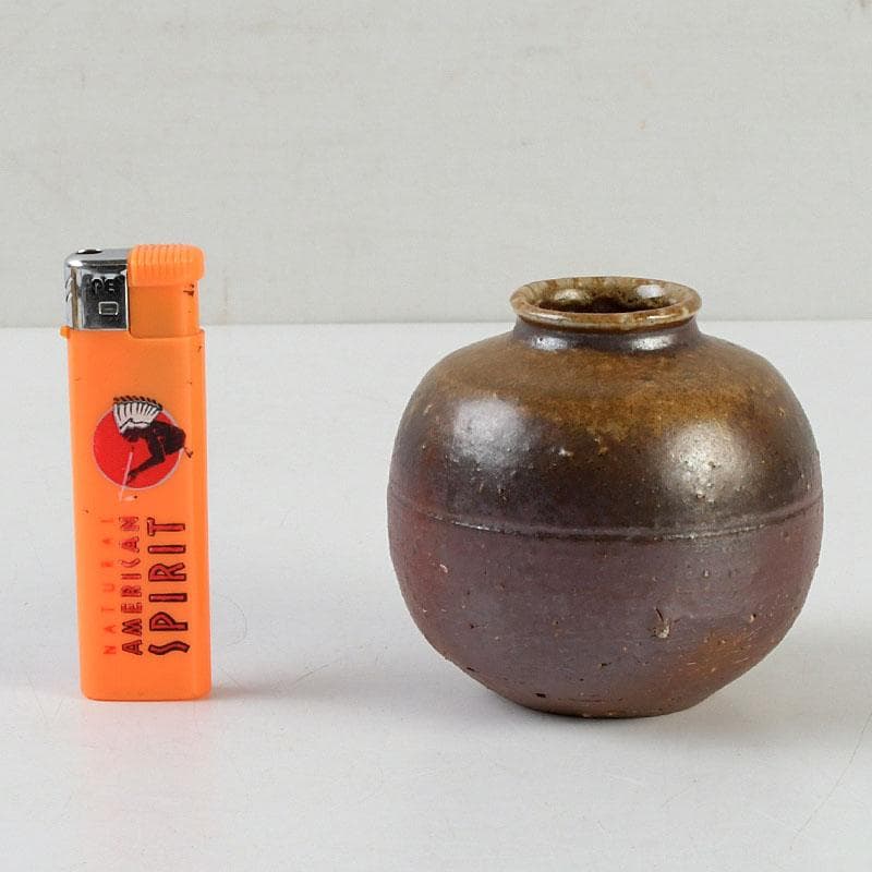 茶道具　備前焼　山本出造　茶入　仕覆付　共布共箱　V　9365