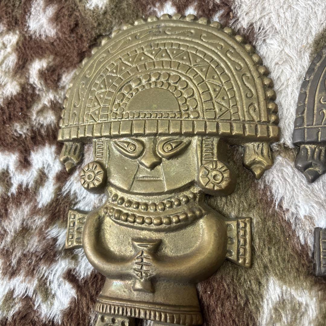 ペルー土産 銅板 トゥミ 壁掛け 2点セット