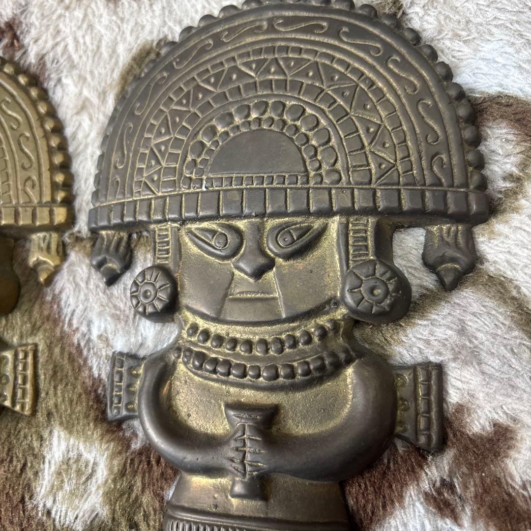 ペルー土産 銅板 トゥミ 壁掛け 2点セット