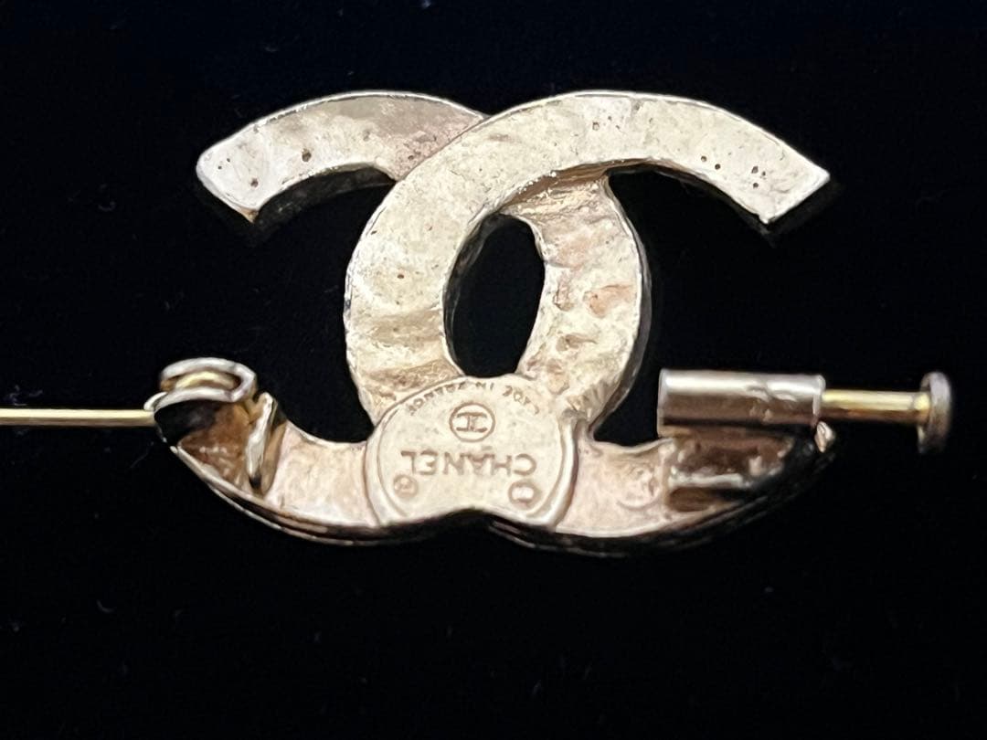 美品 鑑定済 CHANEL シャネル ラインストーンブローチ ゴールド