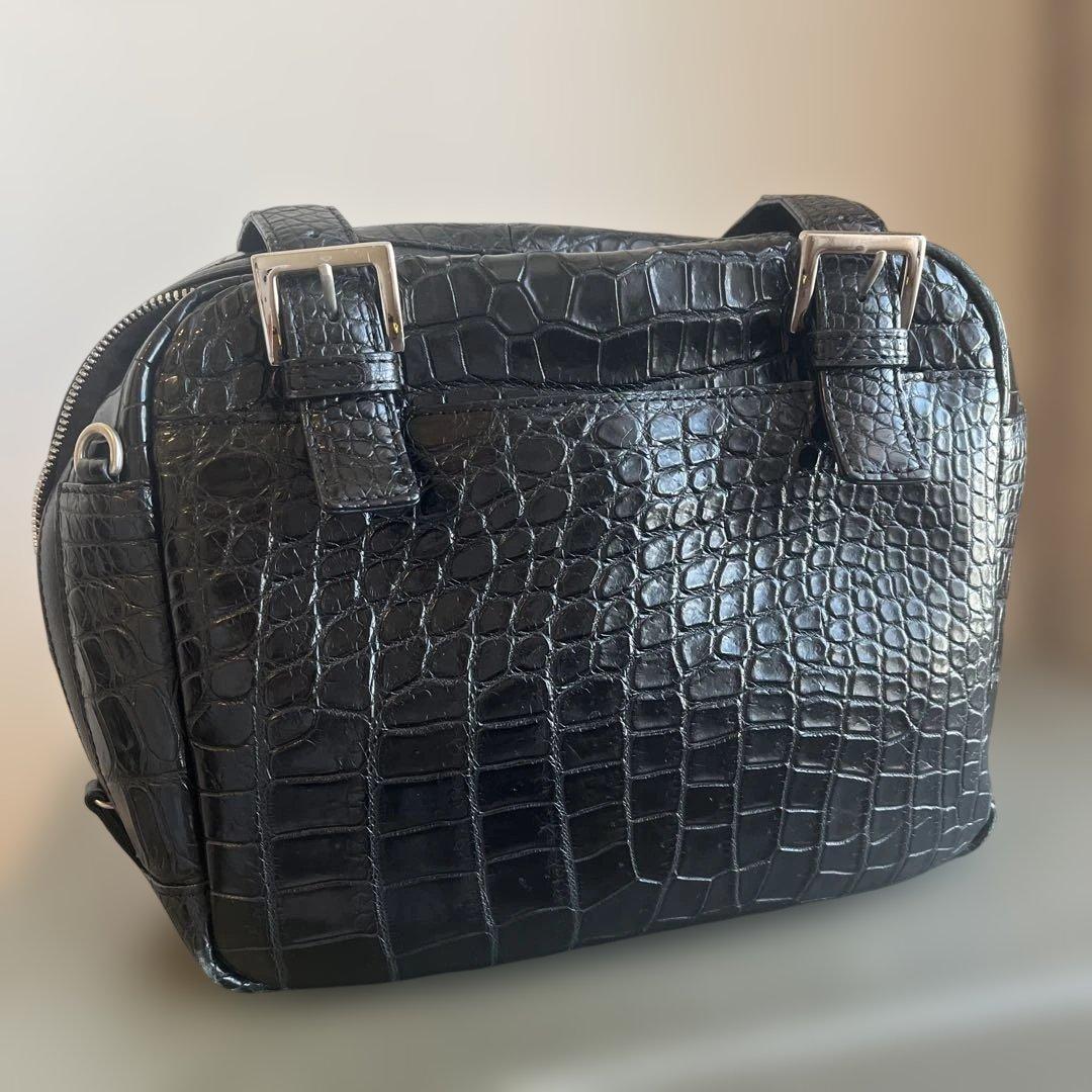 BEAUGRAND ボーグラン　クロコ　ハンドバッグ ブラック