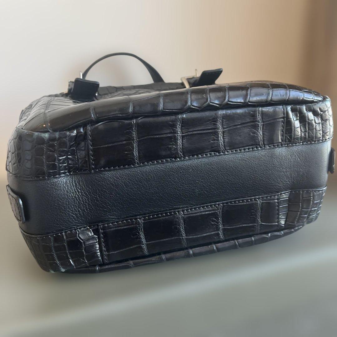 BEAUGRAND ボーグラン　クロコ　ハンドバッグ ブラック