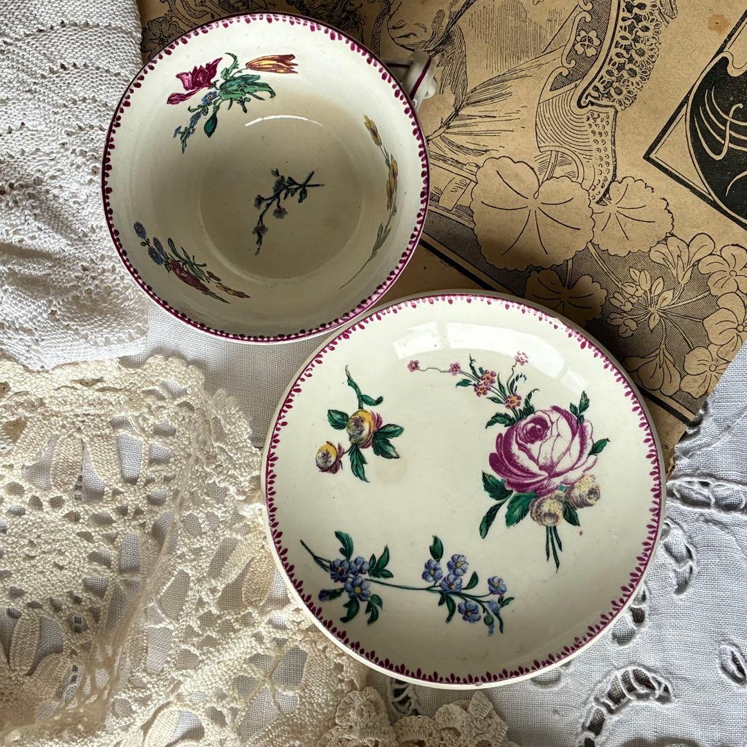 Gien フランス　ピンク　アンティーク　b 多色刷り　c&s 勿忘草